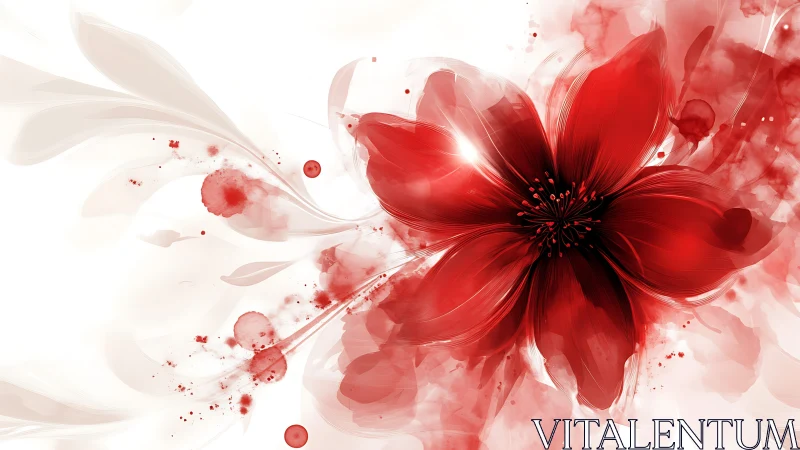 Red Blossom on White: Translucent Petals and Watercolor Luminescence.