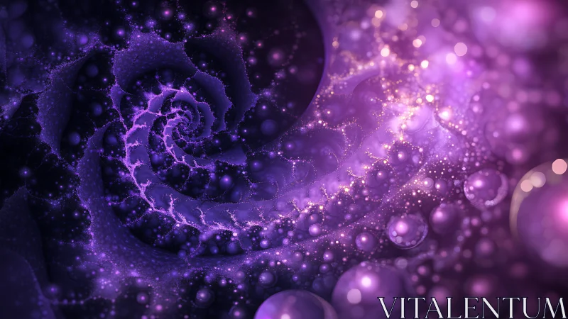 Spiral fractal structures form layered purple particle fields