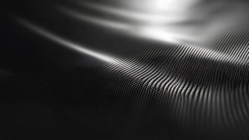Shimmering metallic wave grid flows across dark surface.
