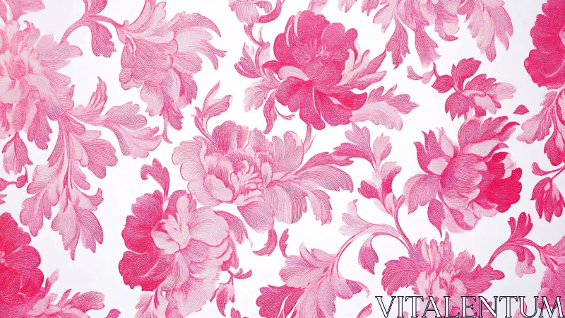 Pink floral engraving pattern shows dense peony arrangement