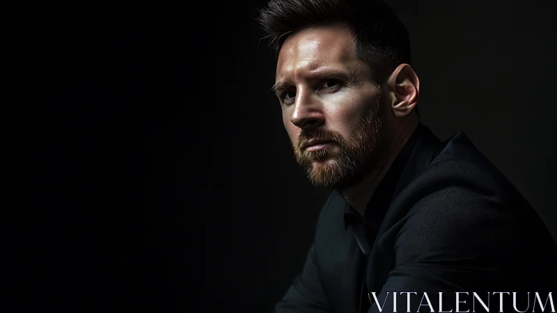 Low-key portrait in dramatic chiaroscuro lighting profile.