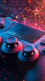 Gaming Controller with Mobile Device in Neon Lighting Environment