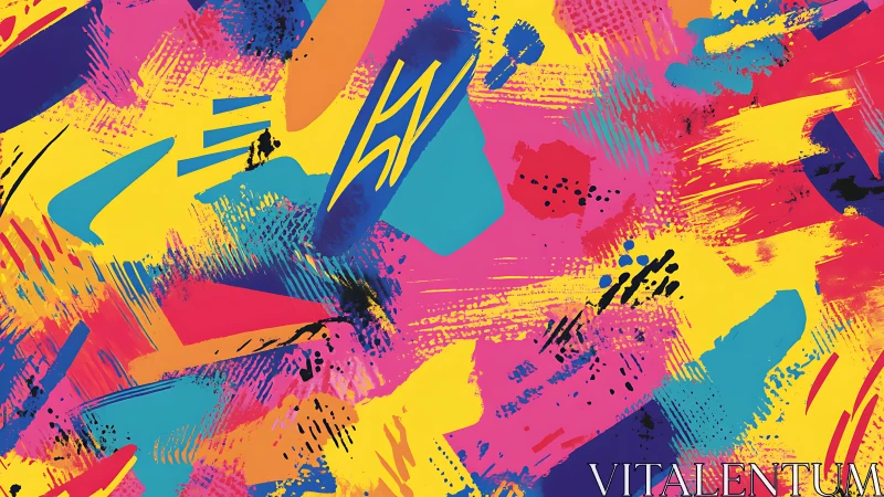 Joyful abstract splashes in bold, energetic neon colors.