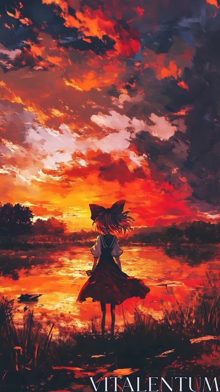 Sunset-swept girl quietly rewrites the sky in liquid fire