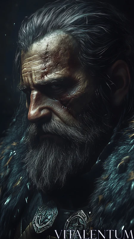 Battle-scarred warrior portrait studies weathered resolve