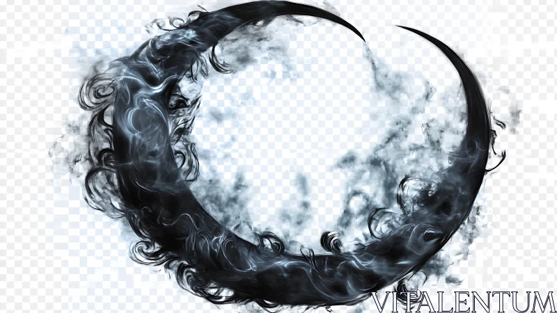 Crescent smoke ring forms swirling dark semi circular arc