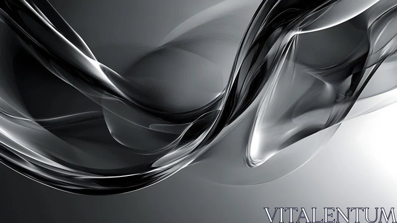 Elegant Abstract Black and Silver Wave Digital Art Background.