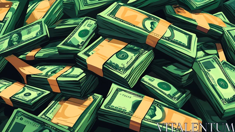 Vector-stylized USD banknote stacks under directional lighting.