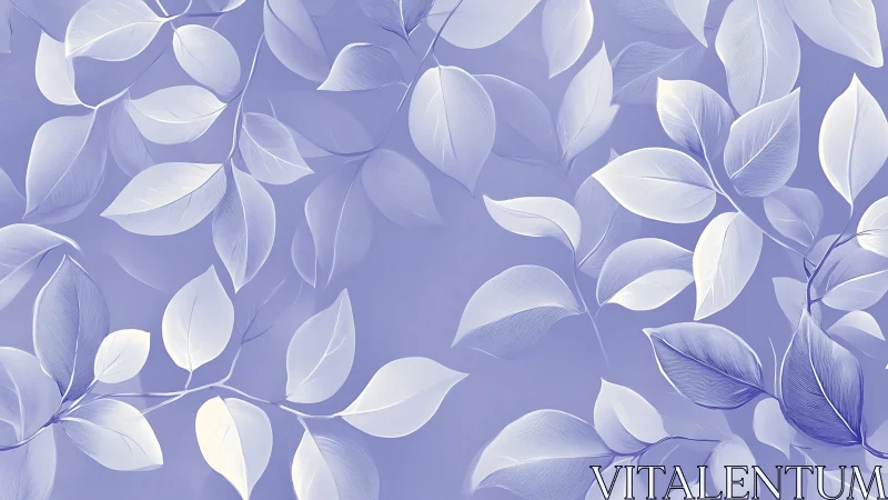 Pale botanical leaves float across soft lavender ground.
