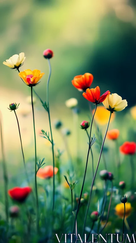 Wildflowers in Motion. Garden Depth of Field.