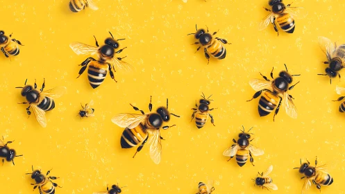 Honey-yellow sky where playful bees drift like comets.