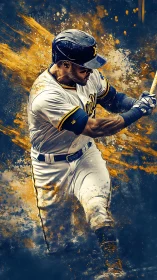 Swing carves molten color through midnight ballpark air