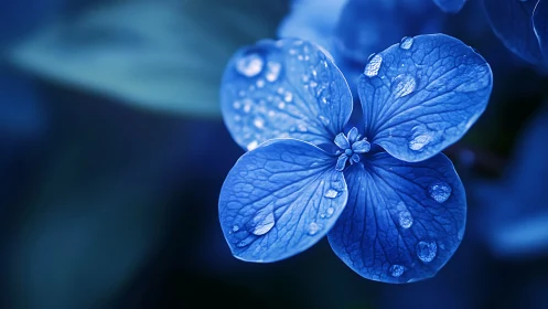 Blue Forget-Me-Not Flowers with Water Droplets.