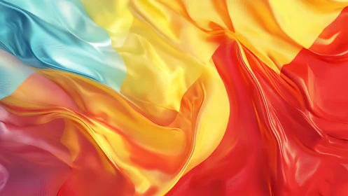 Silken sunrise currents tumble through cyan, gold and ember