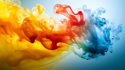 Chromatic clouds collide and swirl in liquid slow motion
