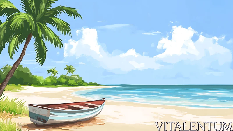 Beached Watercraft in Tropical Coastal Environment.