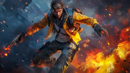 Action shooter dives through blazing urban battlefield.