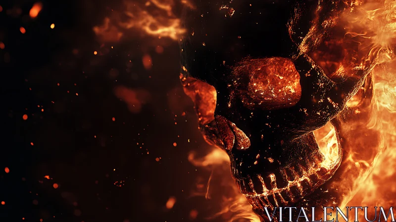 Inferno Skull: Pyroclastic 3D Rendering with Particle Effects.