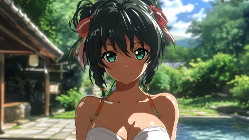 Sunlit anime portrait uses strong rim lighting and shallow depth