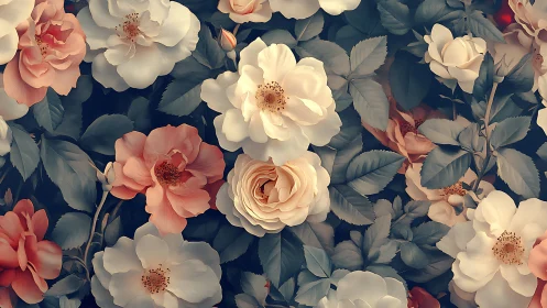 Vintage Rose Garden: Romantic Blooms in Soft Pastels.