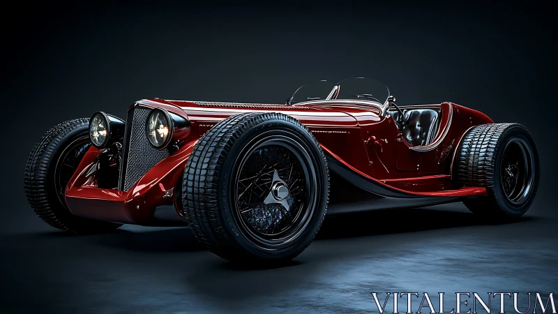 Streamlined neo‑vintage roadster in high-gloss studio render.