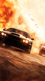 Firestorm street racers punching through a blazing inferno.