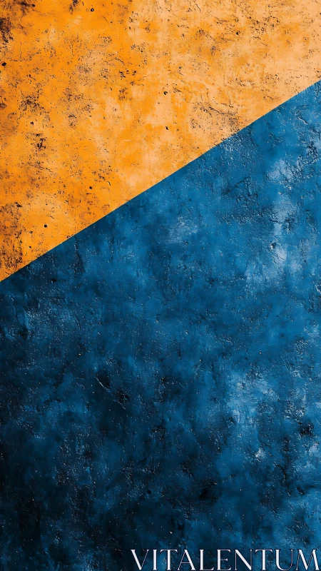 Diagonal orange blue wall texture with distressed patina