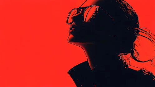 High-contrast profile silhouette with reflective eyewear rendering