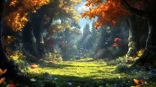 Enchanted Forest Clearing in Autumn Light