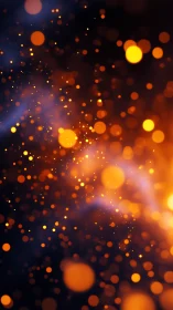 Ember-bright bokeh sparks drift through a midnight nebula