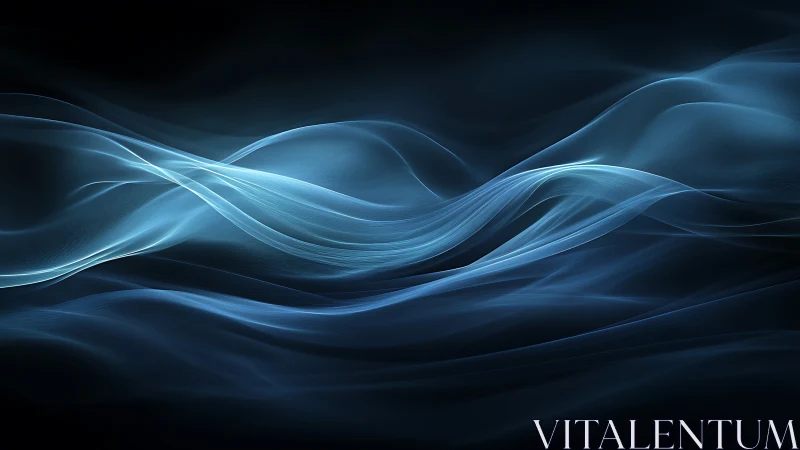 Luminous blue energy waves over dark abstract horizon.