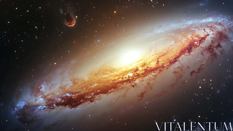 Spiral galaxy with bright core and dust-rich starfield.