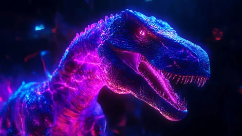 Neon cyber raptor rendered in vivid bioluminescent glow.