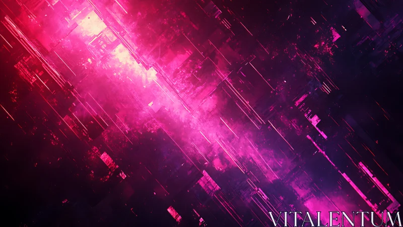 Neon magenta energy stream cuts through digital void.