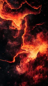 Nebula rivers of fire curling through quiet cosmic night.