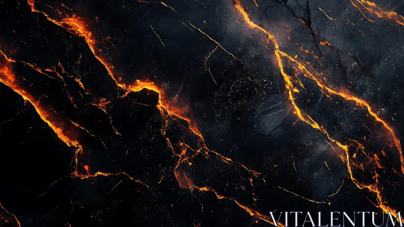 Molten Fractures Ignite Against Obsidian Void