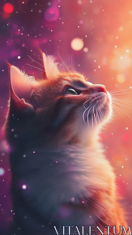 Luminous Feline Portrait: Ethereal Digital Rendering with Bokeh Effects.