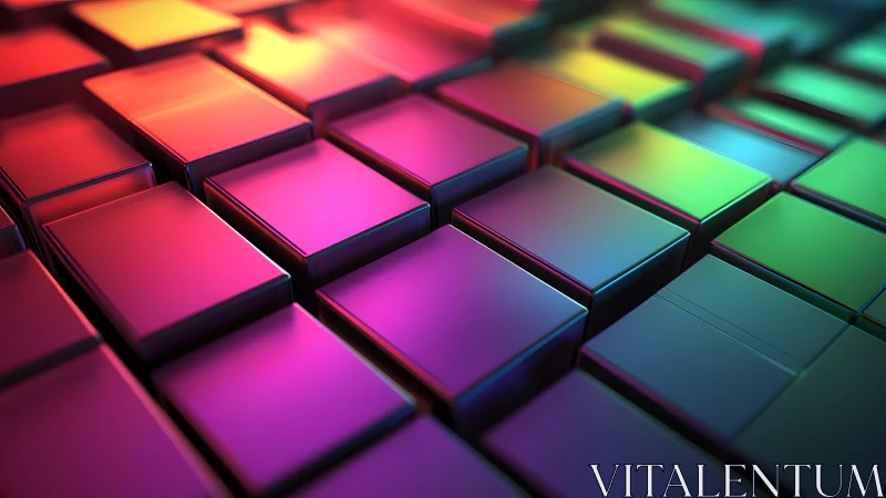 Vibrant 3D Geometric Tiles With Colorful Gradient Lighting.