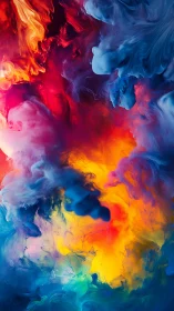 Digital painting of prismatic color clouds in fluid abstraction.