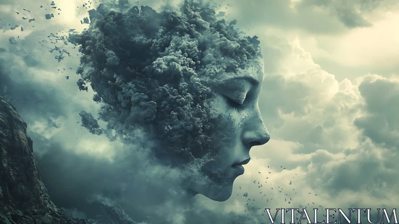 Stormborn sky visage emerging from swirling cloudscape.