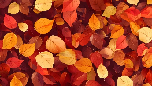 Colorful autumn leaves scattered in a seamless pattern.