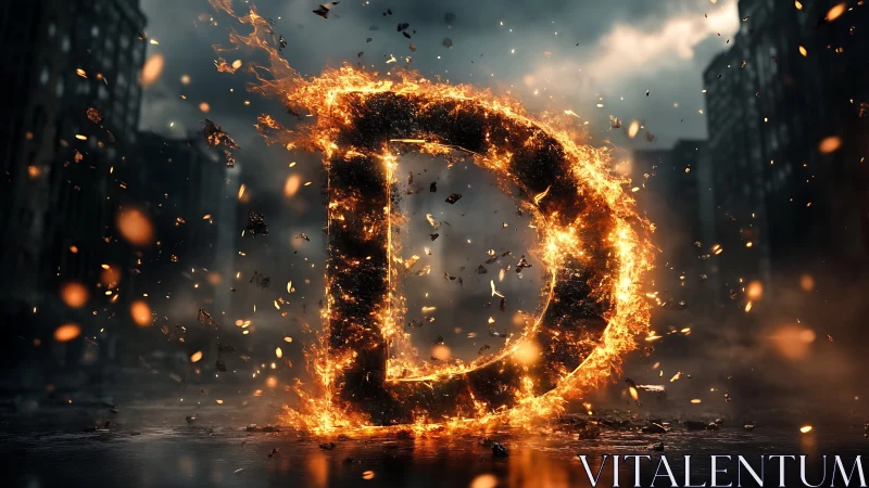 Incandescent Letter D: Combustion-Ignited Typographic Form.