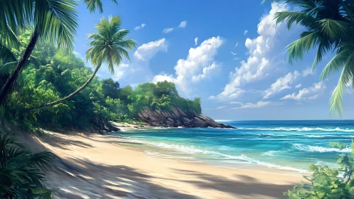 Tropical Paradise Beckons with Golden Sands and Turquoise Waves.