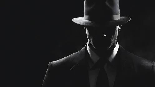 Shadowed gentleman in a fedora hints at quiet mystery