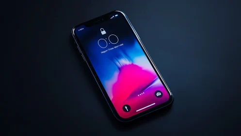 iPhone Unlock Screen with Vibrant Gradient Wallpaper