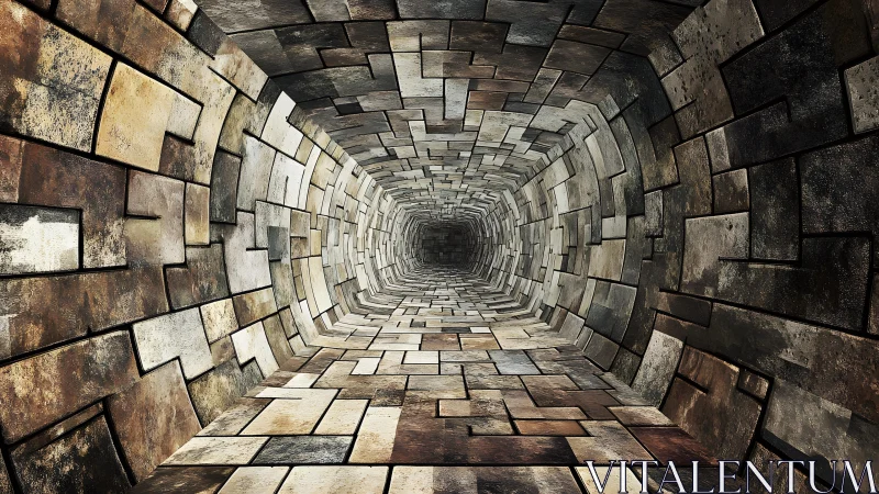 Surreal Brick Tunnel with Abstract Geometric Design and Depth. Surreal Brick Tunnel with Abstract Geometric Design and Depth.
