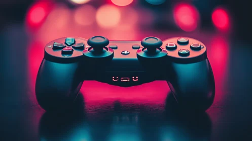Dual-Analog Gaming Controller with Neon Backlighting and Dark Polymer Housing