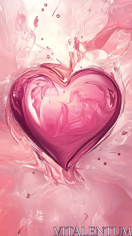 Fluid Acrylic Heart Form with Splash Dynamics and Color Gradation