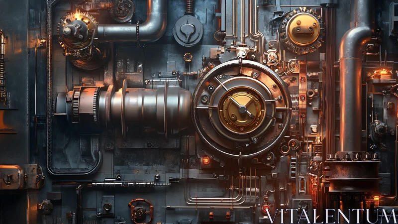 Steampunk pressure control panel shows complex rotary valve array