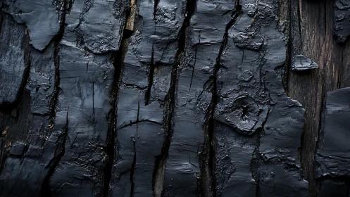 Charred Wood Texture with Deep Black Cracks and Weathering.